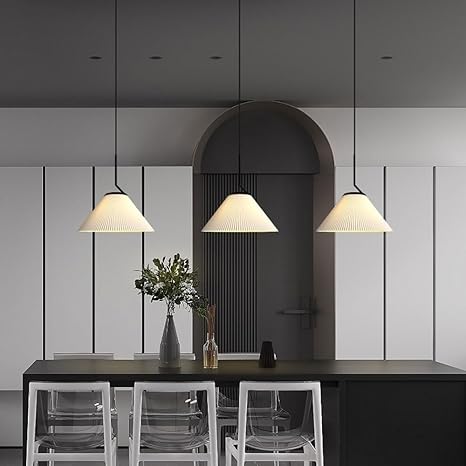 Suspension Nordic Plissée Crème – Design Scandinave Élégant en Tissu LED