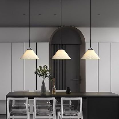Suspension Nordic Plissée Crème – Design Scandinave Élégant en Tissu LED
