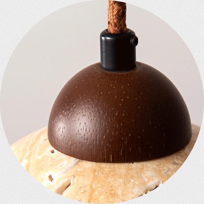 Suspension en Marbre Naturel – Lampe LED Élégante en Bois et Marbre