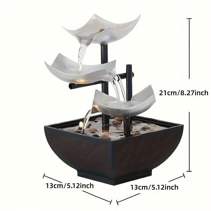 Fontaine LED Mini-Table – Décoration Relaxante avec Éclairage et Effet Cascade pour Salon et Bureau