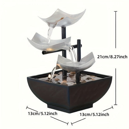 Fontaine LED Mini-Table – Décoration Relaxante avec Éclairage et Effet Cascade pour Salon et Bureau