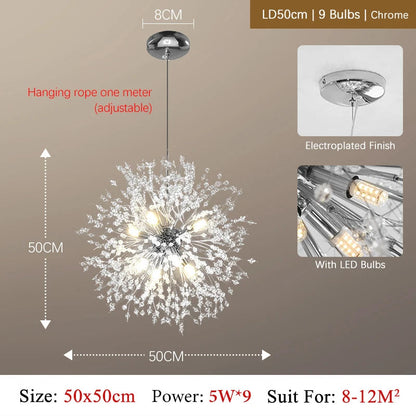 Chandelier LED Cristal Luxe - Design Moderne en Métal Chromé, LED G9, Élégant et Raffiné