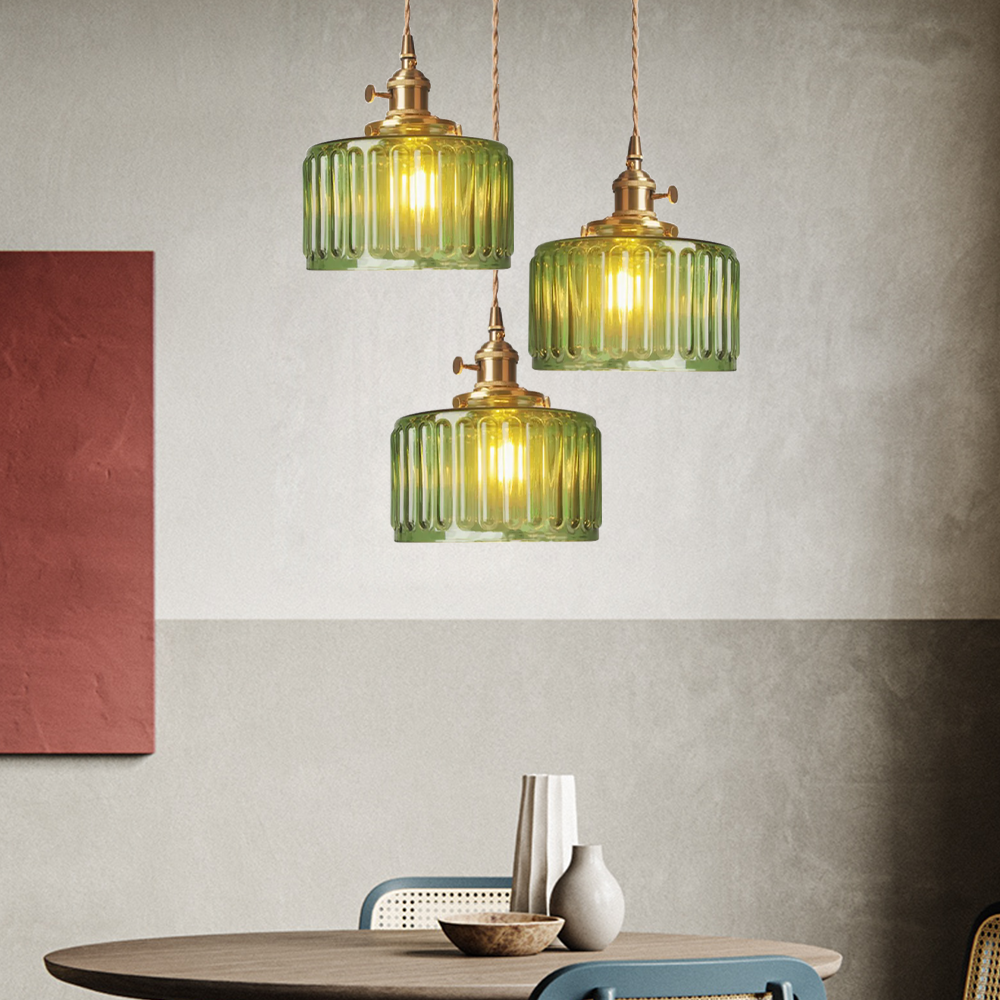 Lampe à suspension vintage en cristal – Élégance intemporelle avec abat-jour en verre