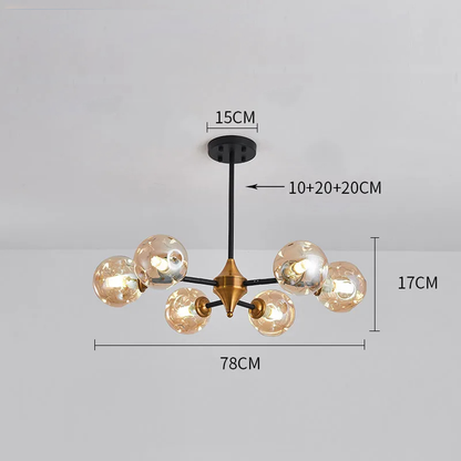 Chandelier Plafonnier en Verre Soufflé LED - Éclairage Moderne et Élégant pour Salon et Chambre