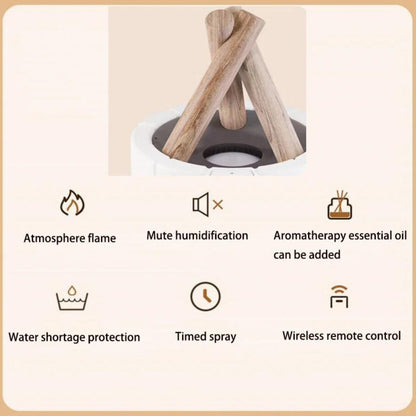 Lampe de Table Multifonctionnelle avec Humidificateur et Diffuseur d'Aromathérapie – Effet Flamme
