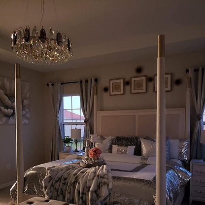 Chandelier Cristal K9 - Luminaire Élégant en Métal Rose Gold, LED Dimmable, Plusieurs Tailles