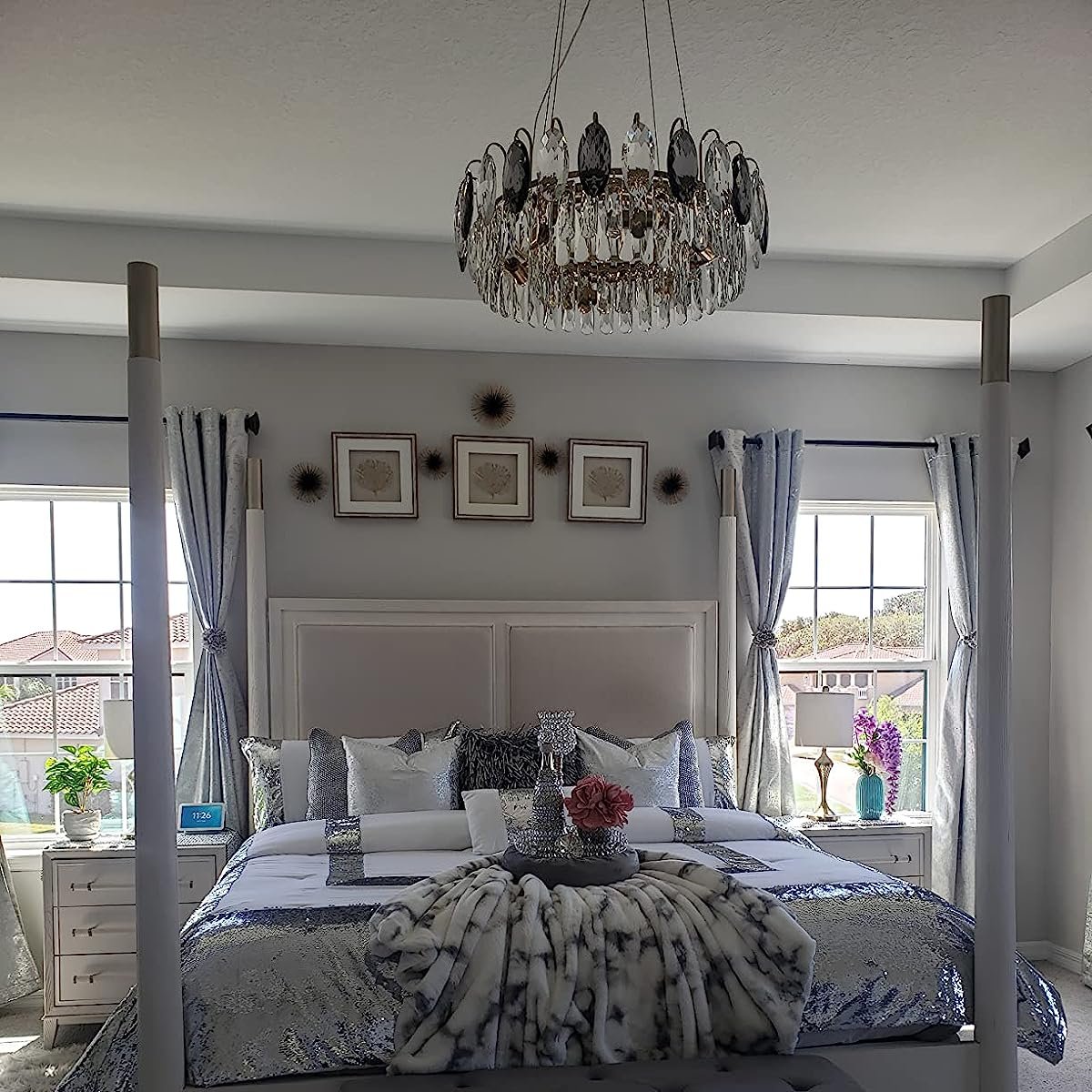 Chandelier Cristal K9 - Luminaire Élégant en Métal Rose Gold, LED Dimmable, Plusieurs Tailles