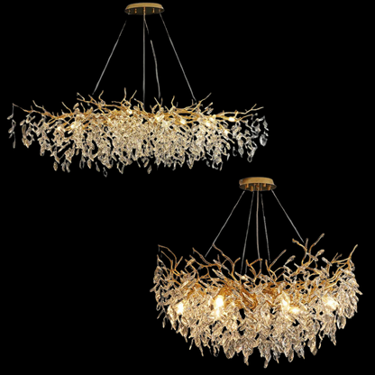 Lustre en Cristal Style Branché Français – Lustre Élégant en Aluminium et Cristal pour Salon et Salle à Manger