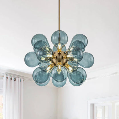 Chandelier Design Sphère avec Effet Bulles Bleues - Suspension Moderne et Élégante