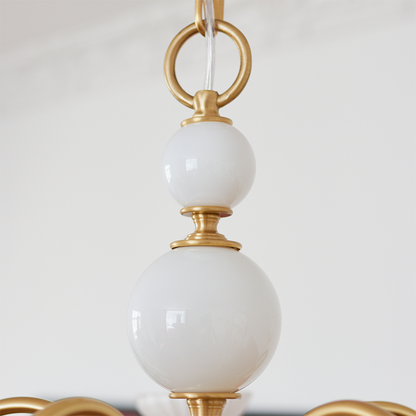 Chandelier Vintage en Verre et Laiton - Élégance Classique pour Votre Intérieur