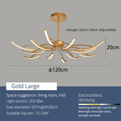 Plafonnier Design LED Moderne - Éclairage Élégant pour Salon et Chambre, Aluminium, 8 et 12 Têtes