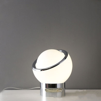 Lampe de Table French Opal Bauhaus - Éclairage Moderne en Verre et Acier Inoxydable