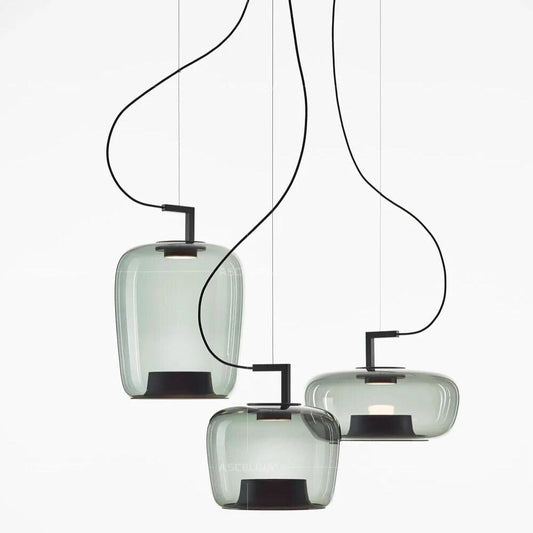 Suspension Design Moderne LED – Luminaire en Verre et Aluminium pour Cuisine et Salle à Manger