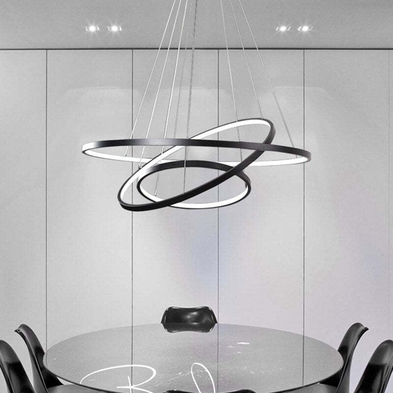 Lampe Suspension Moderne Yumanira avec 3 Anneaux – Éclairage Design LED, Réglable avec Télécommande