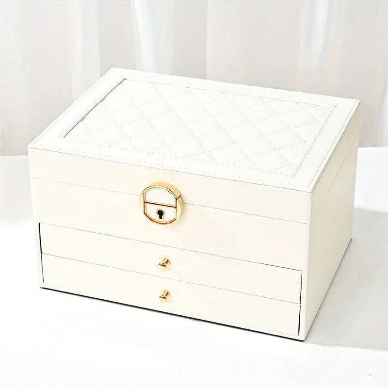 Grande Boîte à Bijoux en Cuir – Organisateur Multicouche Élégant, Rangement Sécurisé pour Bijoux
