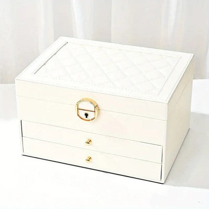 Grande Boîte à Bijoux en Cuir – Organisateur Multicouche Élégant, Rangement Sécurisé pour Bijoux