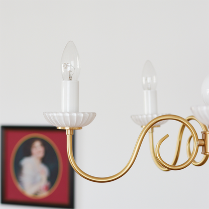Chandelier Vintage en Verre et Laiton - Élégance Classique pour Votre Intérieur