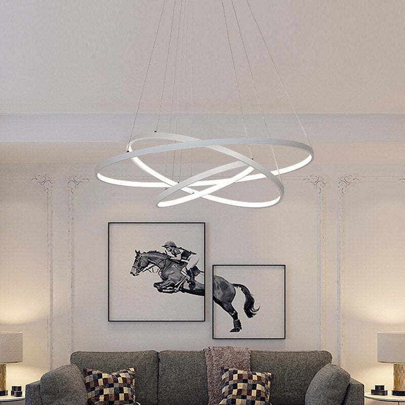 Lampe Suspension Moderne Yumanira avec 3 Anneaux – Éclairage Design LED, Réglable avec Télécommande