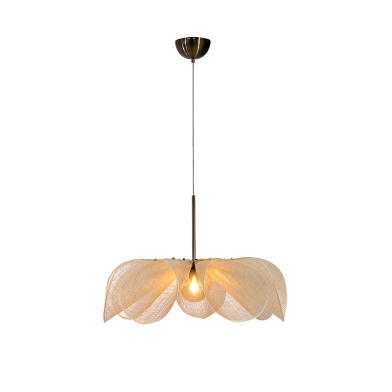 Lampe Japandi Fleur - Suspension Élégante en Tissu avec Ampoule LED E27