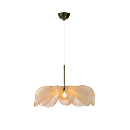 Lampe Japandi Fleur - Suspension Élégante en Tissu avec Ampoule LED E27