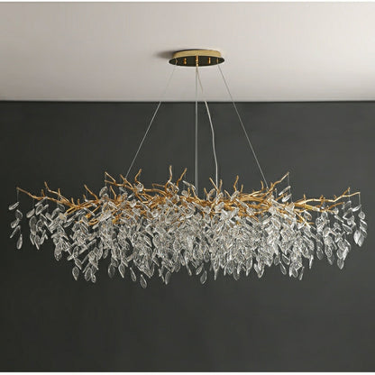 Lustre en Cristal Style Branché Français – Lustre Élégant en Aluminium et Cristal pour Salon et Salle à Manger