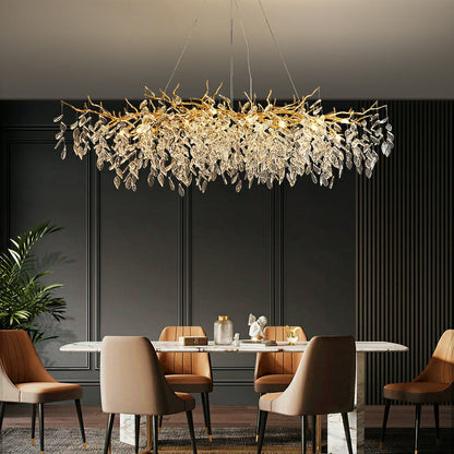 Lustre en Cristal Style Branché Français – Lustre Élégant en Aluminium et Cristal pour Salon et Salle à Manger