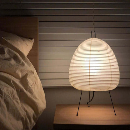 Lampe de Table Akari – Design Inspiré du Japon avec Papier de Murier et Métal