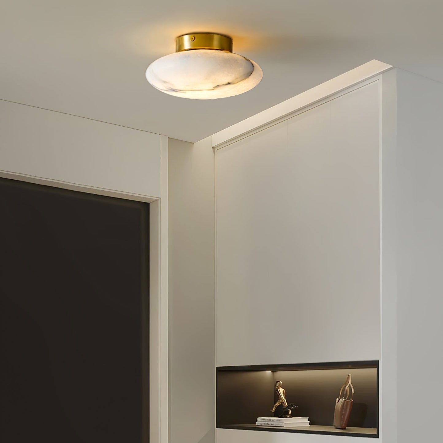 Lampe Plafonnier Oval en Albâtre – Éclairage LED Élégant en Métal et Albâtre