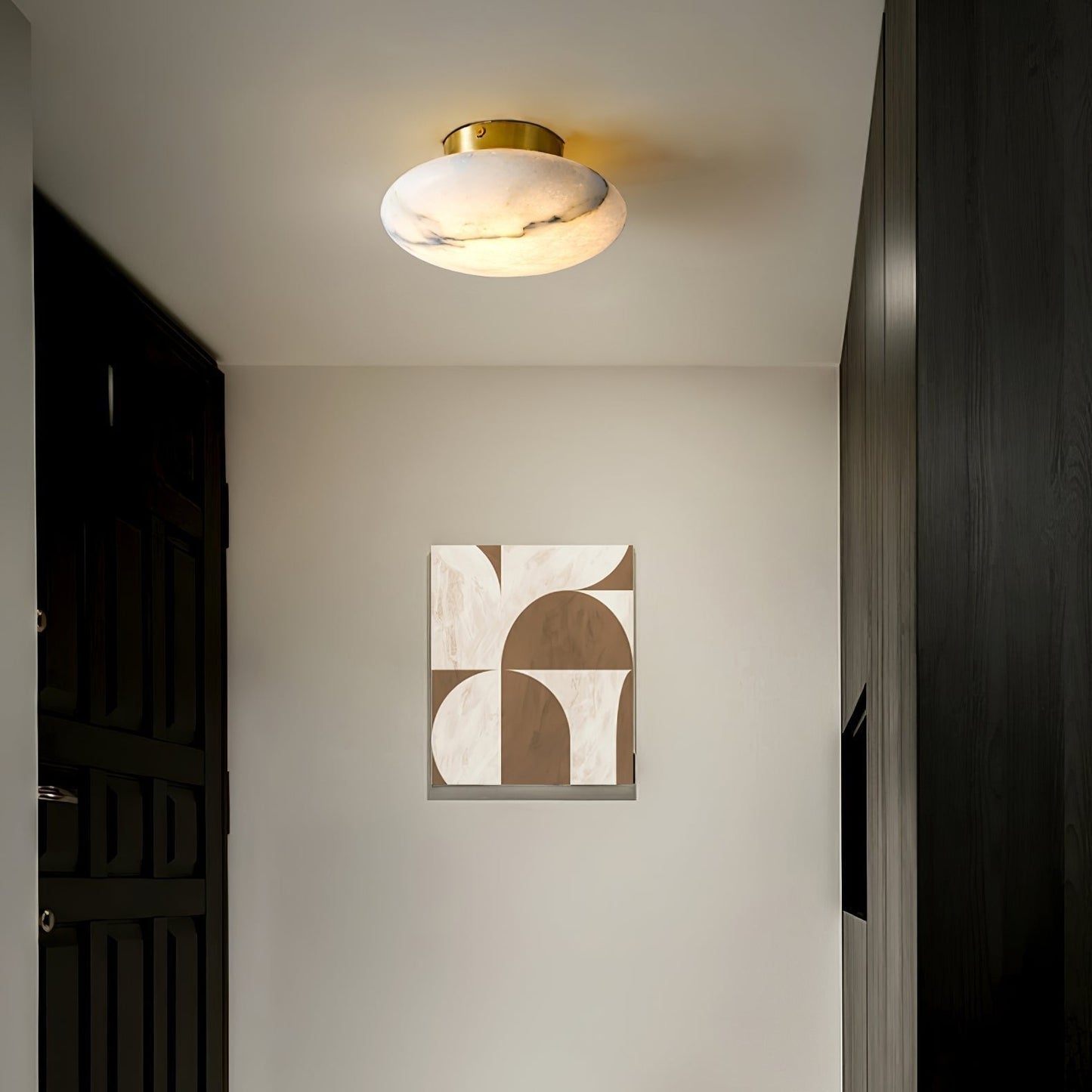 Lampe Plafonnier Oval en Albâtre – Éclairage LED Élégant en Métal et Albâtre