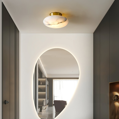 Lampe Plafonnier Oval en Albâtre – Éclairage LED Élégant en Métal et Albâtre