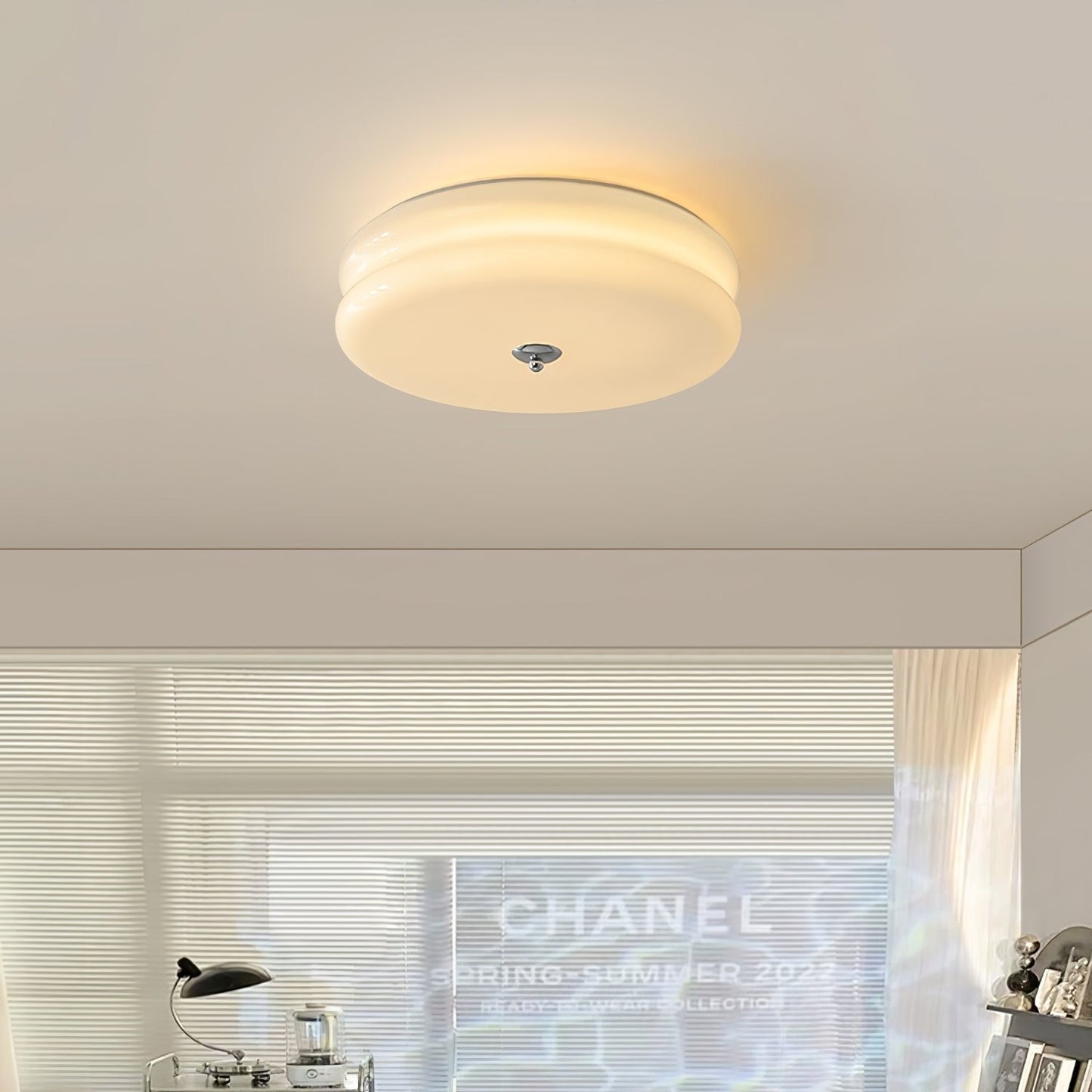 Plafonnier Vintage Art Déco, Élégance Géométrique avec LED Intégrée