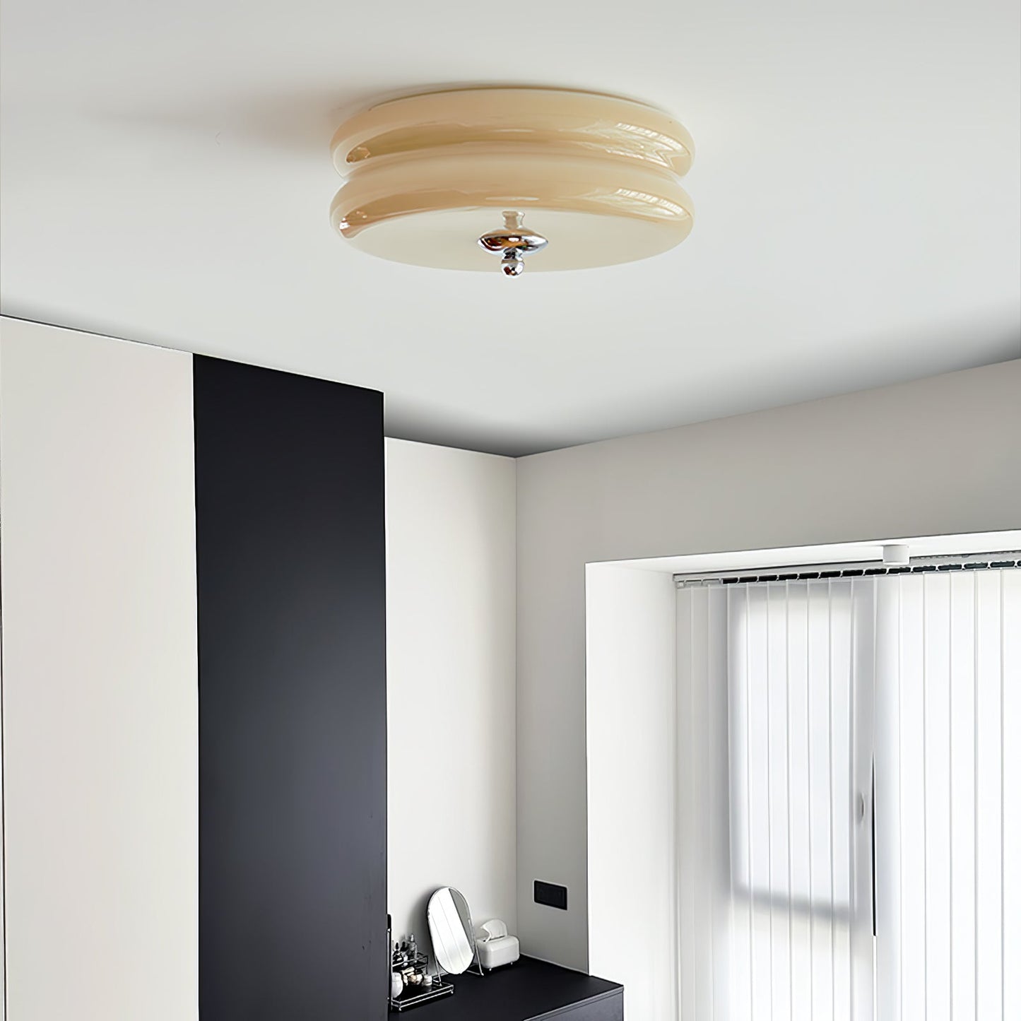 Plafonnier Vintage Art Déco, Élégance Géométrique avec LED Intégrée