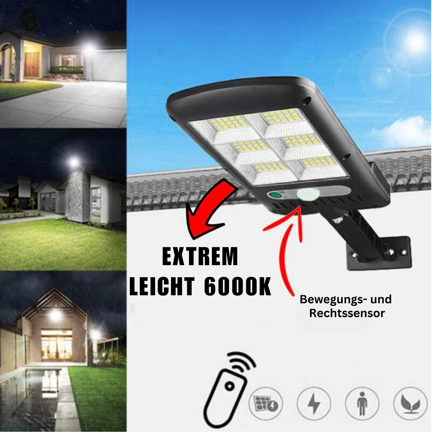 Éclairage Solaire LED 6000K – Lampe de Rue Ultra-Lumineuse, Écologique et Autonome