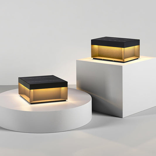 Lampe de Colonne Solaire Extérieure - Éclairage Résistant aux Intempéries avec LED