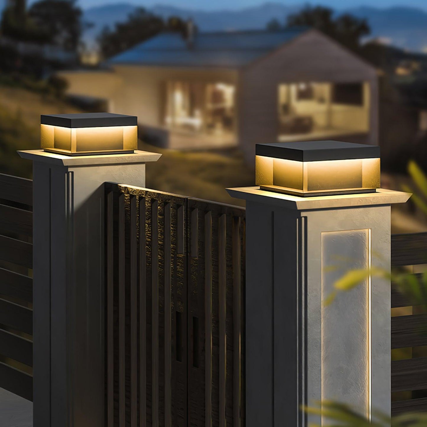 Lampe de Colonne Solaire Extérieure - Éclairage Résistant aux Intempéries avec LED