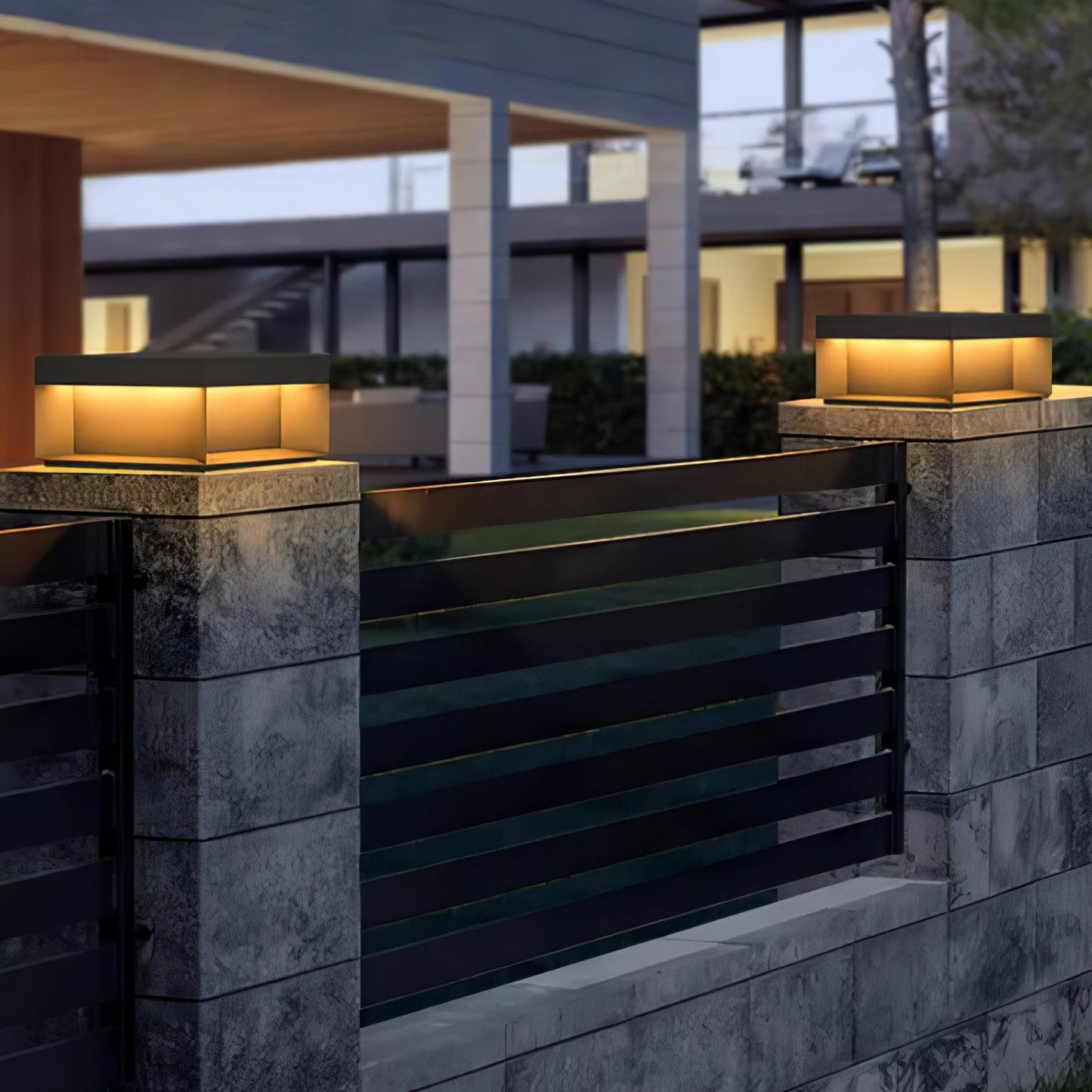 Lampe de Colonne Solaire Extérieure - Éclairage Résistant aux Intempéries avec LED