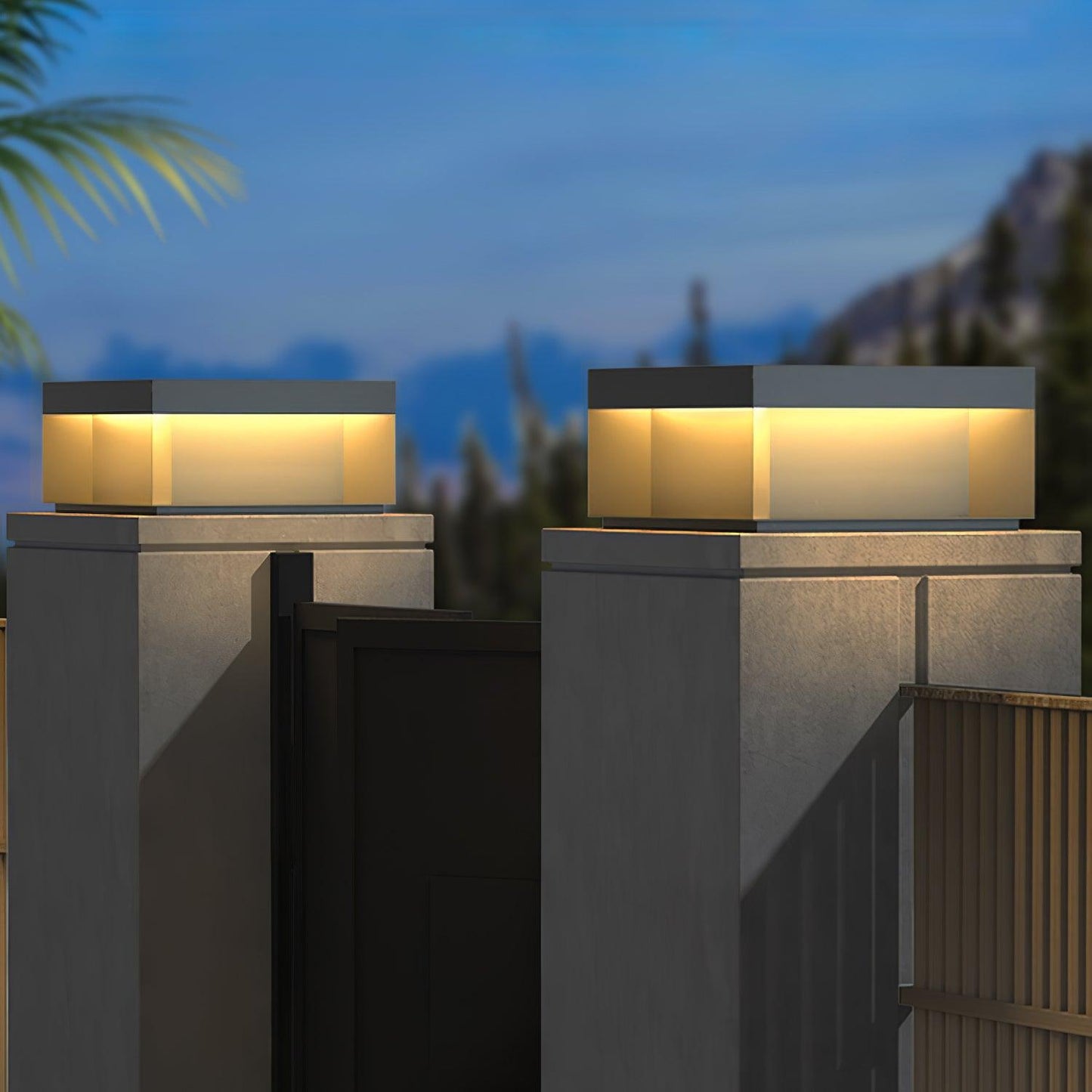 Lampe de Colonne Solaire Extérieure - Éclairage Résistant aux Intempéries avec LED