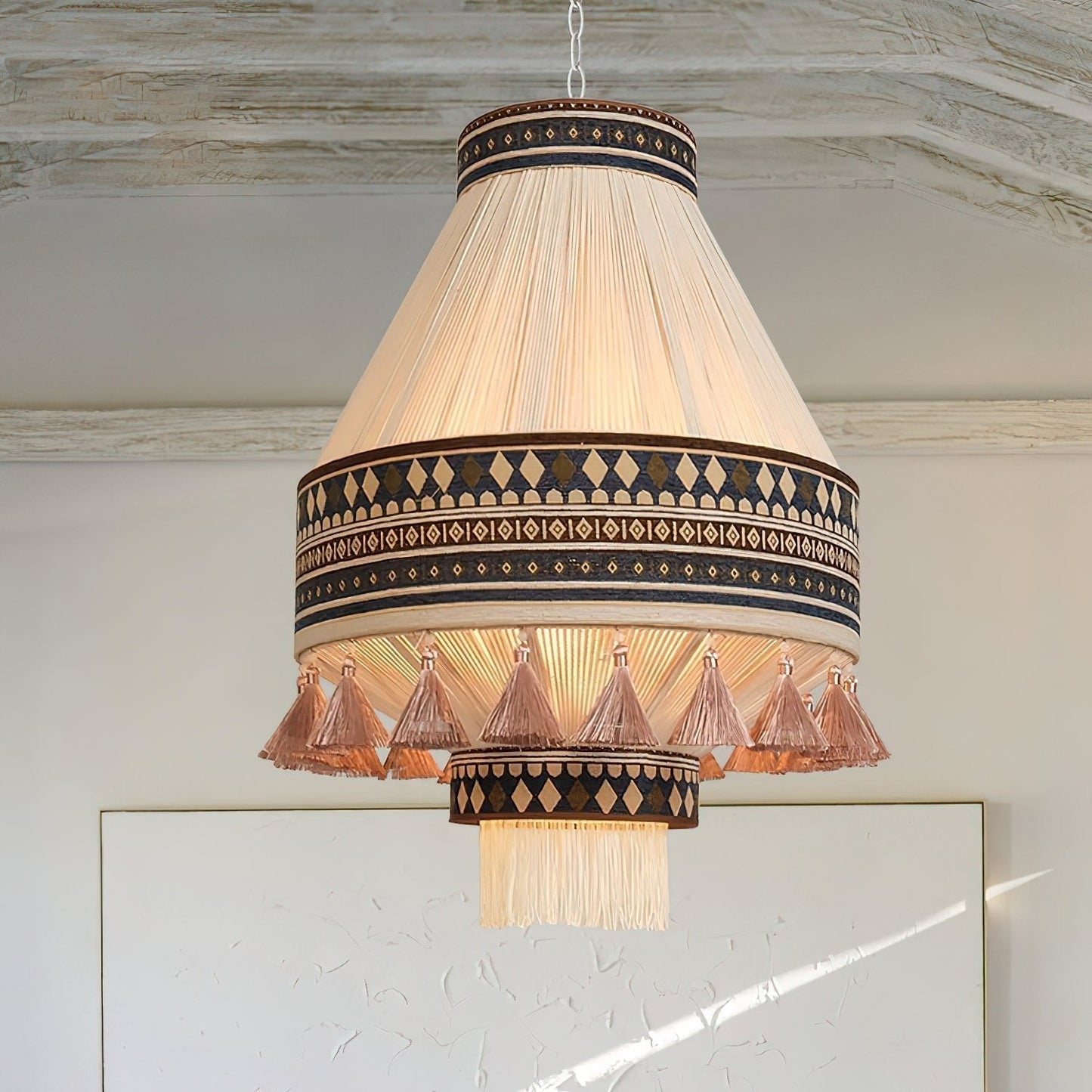 Suspension Bohemian Fringe - Lampe Pendante avec Franges et Design Tribal