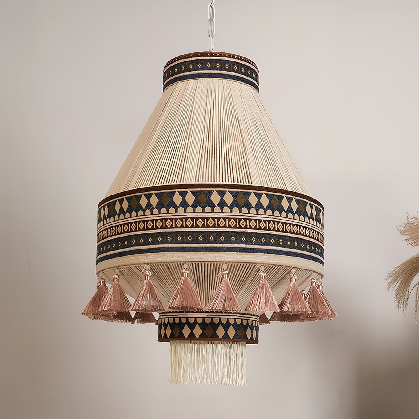 Suspension Bohemian Fringe - Lampe Pendante avec Franges et Design Tribal