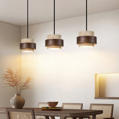 Lampe de Chevet Ascend Retro Wabi-Sabi – Élégance Minimaliste avec Travertin et Bois