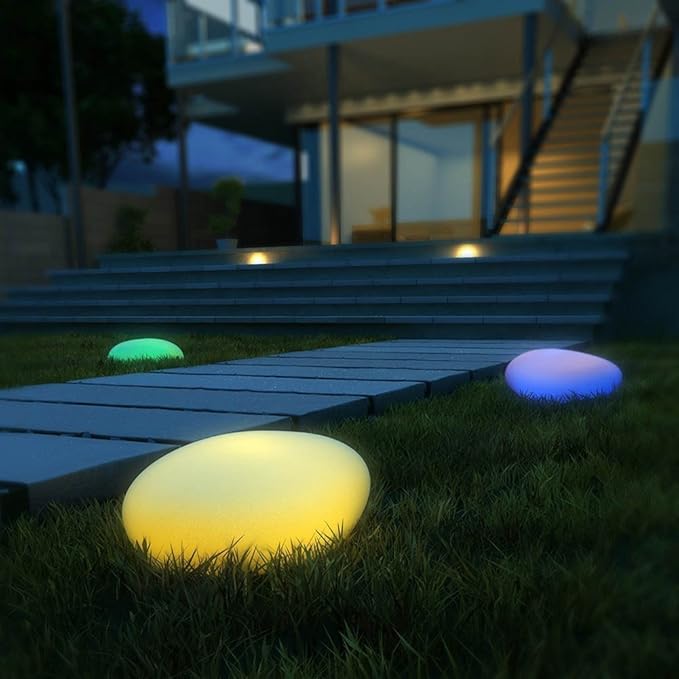 Lampe de Jardin Cobblestone – Éclairage Extérieur Étanche avec Télécommande et 16 Couleurs LED