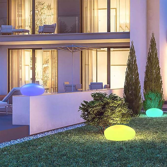 Lampe de Jardin Cobblestone – Éclairage Extérieur Étanche avec Télécommande et 16 Couleurs LED