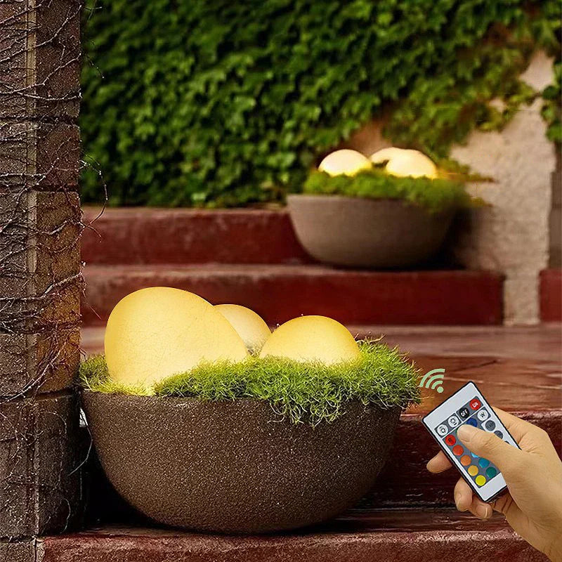 Lampe de Jardin Cobblestone – Éclairage Extérieur Étanche avec Télécommande et 16 Couleurs LED