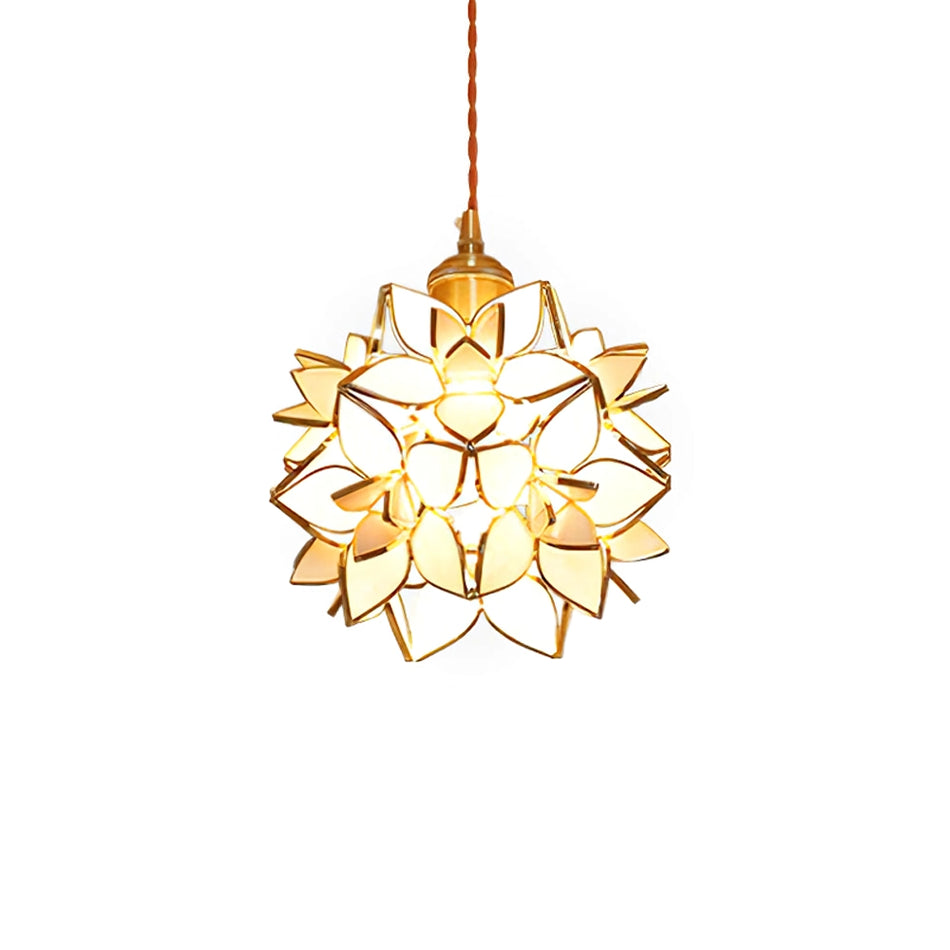 Suspension Capiz en Coquillage - Élégante Lampe en Métal et Verre pour Salon et Salle à Manger