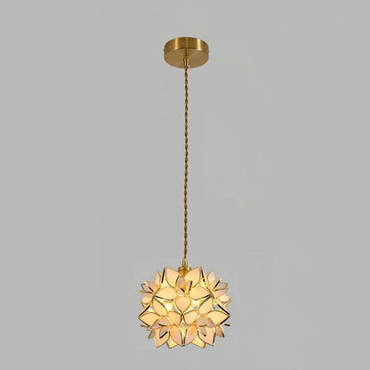 Suspension Capiz en Coquillage - Élégante Lampe en Métal et Verre pour Salon et Salle à Manger