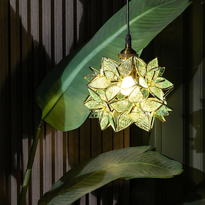 Suspension Capiz en Coquillage - Élégante Lampe en Métal et Verre pour Salon et Salle à Manger