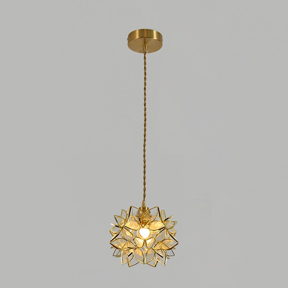 Suspension Capiz en Coquillage - Élégante Lampe en Métal et Verre pour Salon et Salle à Manger