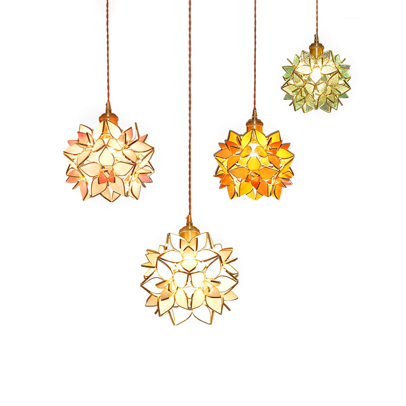 Suspension Capiz en Coquillage - Élégante Lampe en Métal et Verre pour Salon et Salle à Manger