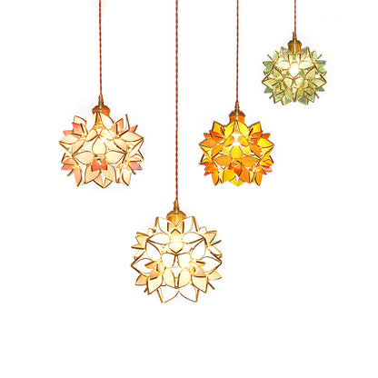 Suspension Capiz en Coquillage - Élégante Lampe en Métal et Verre pour Salon et Salle à Manger