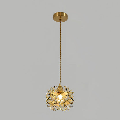 Suspension Capiz en Coquillage - Élégante Lampe en Métal et Verre pour Salon et Salle à Manger